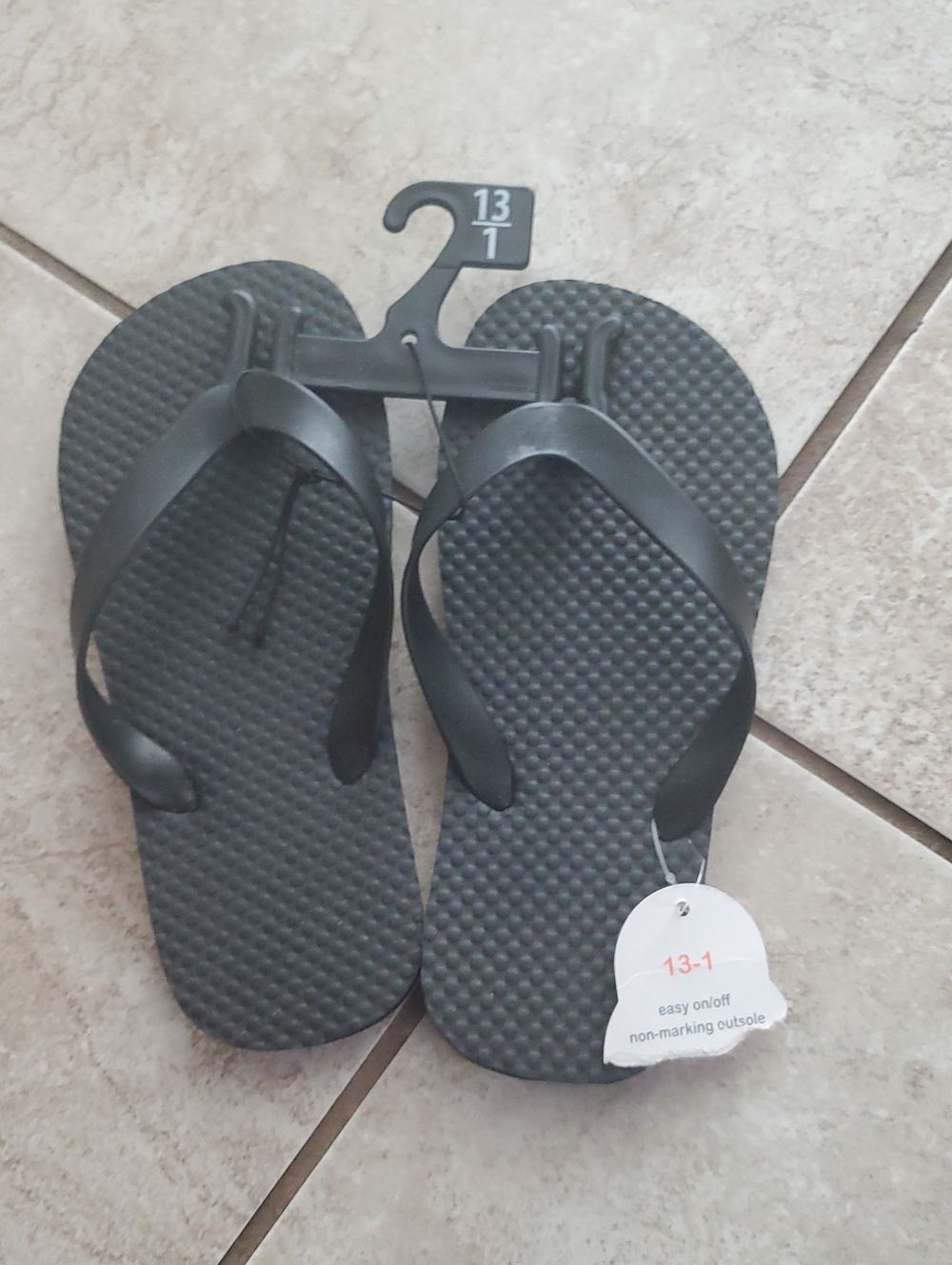 Wonder Nation Kids Black Flip Flips New Size 13/1